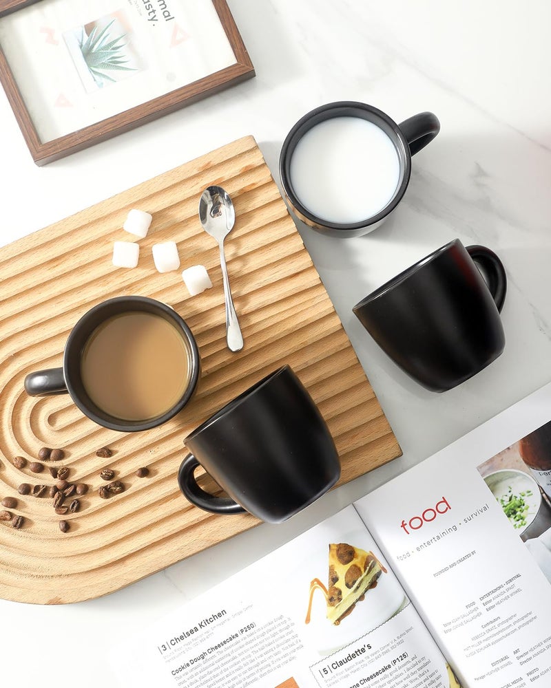 HASENSE Espresso Cups Set of 4 Perfect for Demitasse, Cappuccino, Tea Bag and Juice, 5 Ounce Ceramic Stackable Mini Coffee Mugs Suit for Espresso Machine and Coffee Maker, Black - Image 5