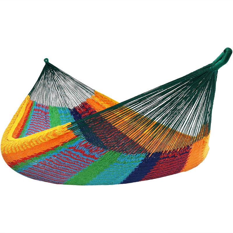 Sunnydaze Handwoven XXL Thick Cord Mayan Double Hammock for Outside  625Pound Capacity HeavyDuty Outdoor Hammock  Multicolor