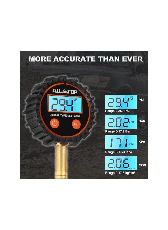 4x4 Digital Tire Deflator kit, Professional Tire Pressure Gauge, Air Down Master, Rapid Tire Deflator (250 PSI) - Image 4