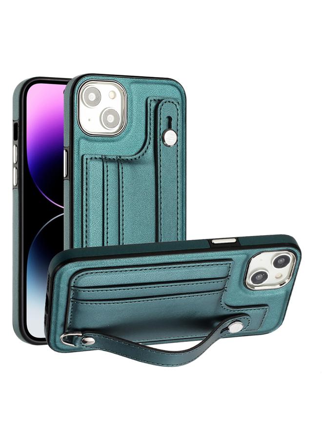 The Bros Case For iPhone 14 Shockproof Leather Phone Case with Wrist Strap