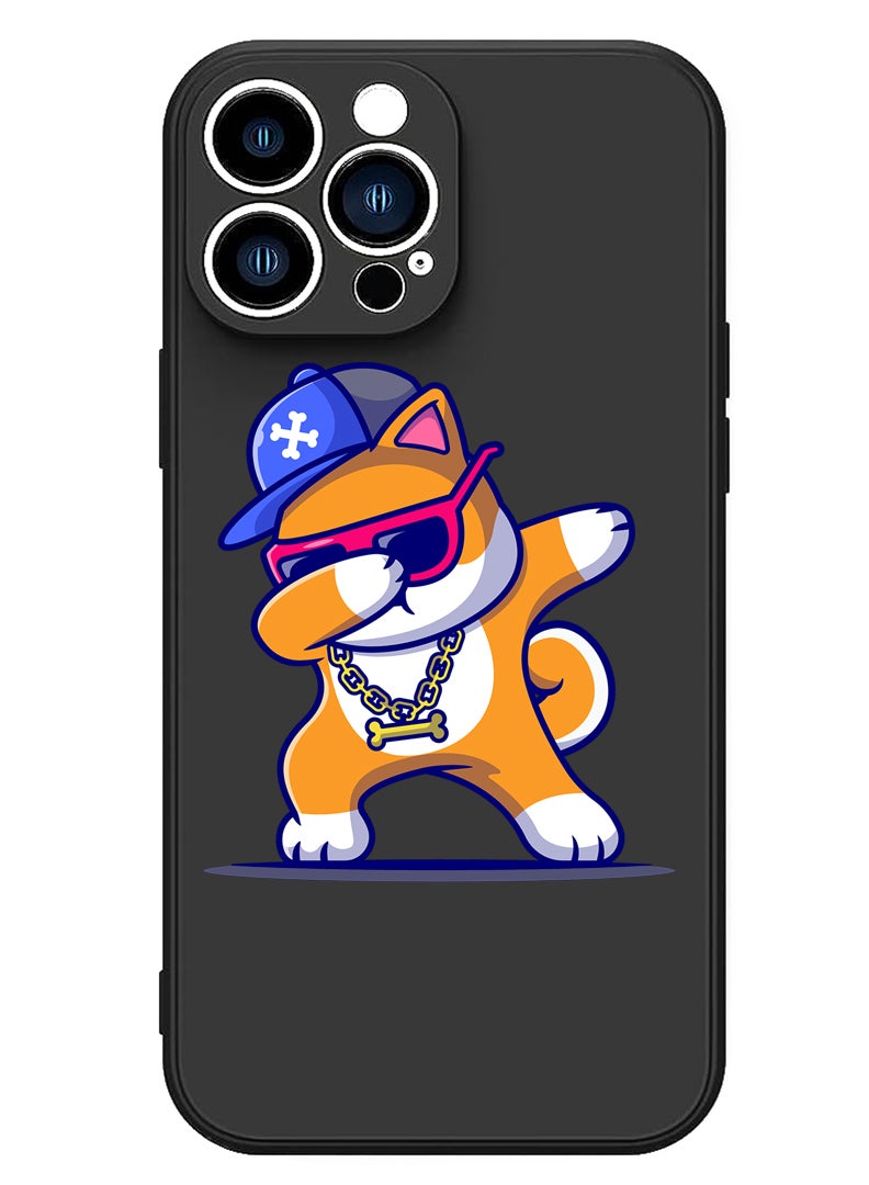 Theodor غطاء سليم واقي من السيليكون السائل مع حماية كاملة للجسم ضد الخدوش وصدمات لجهاز آيفون 15 برو أسود - كلب داب - Image 1