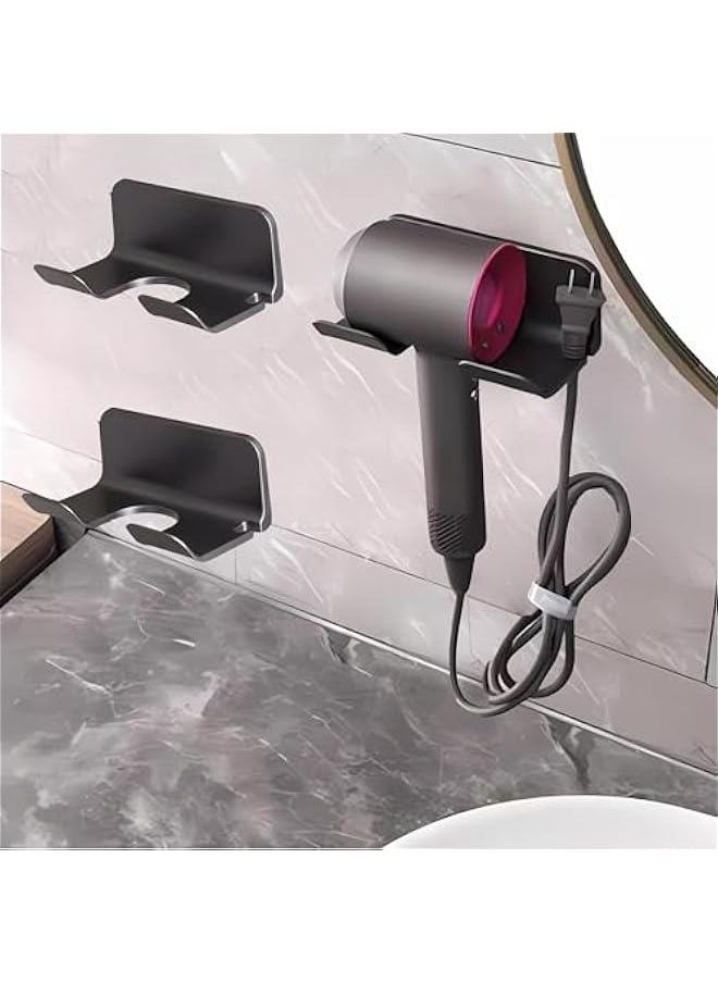 TRASSLE 2 Pack Universal Hair Dryer Holder, Blow Dryer Hanger Wall Mount for Hair Dryer Hook with Plug&Cord Organizer Self Adhesive for Cabinet Bathroom  - Image 1