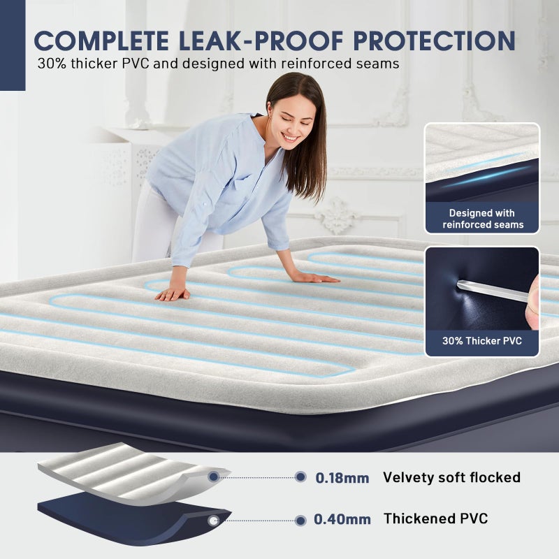 DIVON Air Mattress Queen With Built In Pump,18''Raised Blow Up Mattress 2 Mins Self-Inflation/Deflation,Upgraded Thicker Inflatable Mattressï¼ŒAir Bed with Storage Bag for Guests,Homeï¼ŒCampingï¼Œ660 lbs Max - Image 3