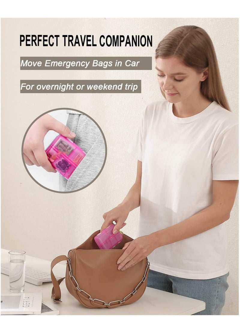 SYOSI 4 Pack Pill Case Portable Small Weekly Travel Pill Organizer Portable Pocket Pill Box Dispenser for Purse Vitamin Fish Oil Compartments Container Medicine Box - Image 4