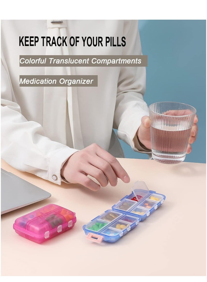 SYOSI 4 Pack Pill Case Portable Small Weekly Travel Pill Organizer Portable Pocket Pill Box Dispenser for Purse Vitamin Fish Oil Compartments Container Medicine Box - Image 2