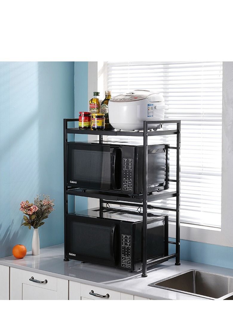 DARIYAH 3-Tier Countertop Expandable Microwave Oven Rack 43-65cm Snap-On Easy Installation Toaster Stand Metal Shelf 65Kgs Max Load - Image 4