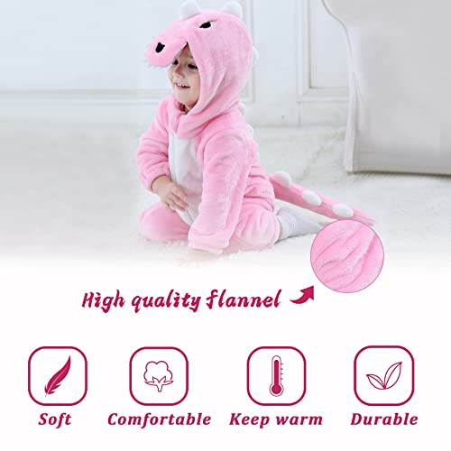 TONWHAR Kids' And Toddlers' Infant Tiger Dinosaur Animal Fancy Dress Costume Outfit Hooded Romper Jumpsuit (24-30 Months) - Image 4