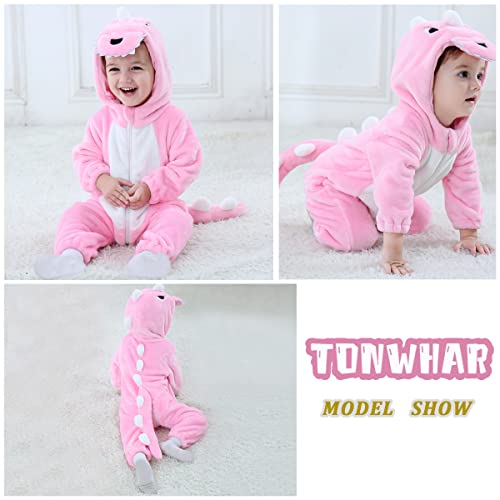 TONWHAR Kids' And Toddlers' Infant Tiger Dinosaur Animal Fancy Dress Costume Outfit Hooded Romper Jumpsuit (24-30 Months) - Image 5