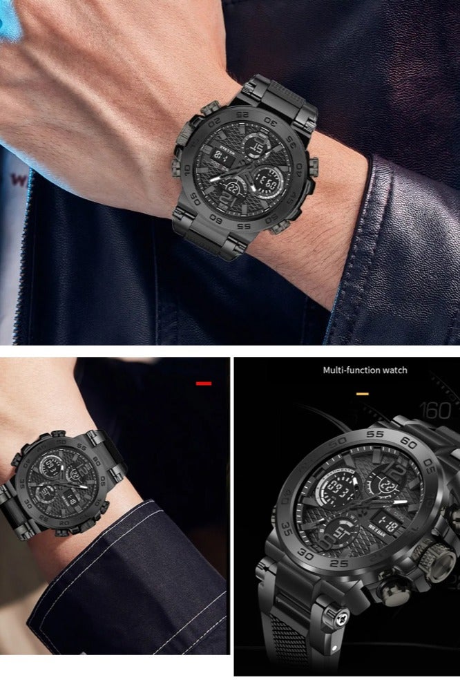 دي فاني ساعة يد رياضية من دي فاني أنالوج بعقارب ورقمية لون شريط الساعة أسود - Image 3