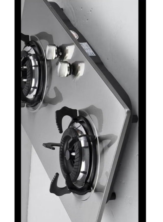 2-burner gas stove, gray, with stainless steel top  - Image 2
