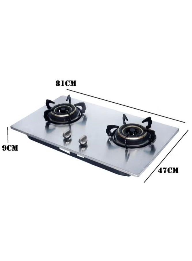 2-burner gas stove, gray, with stainless steel top  - Image 3