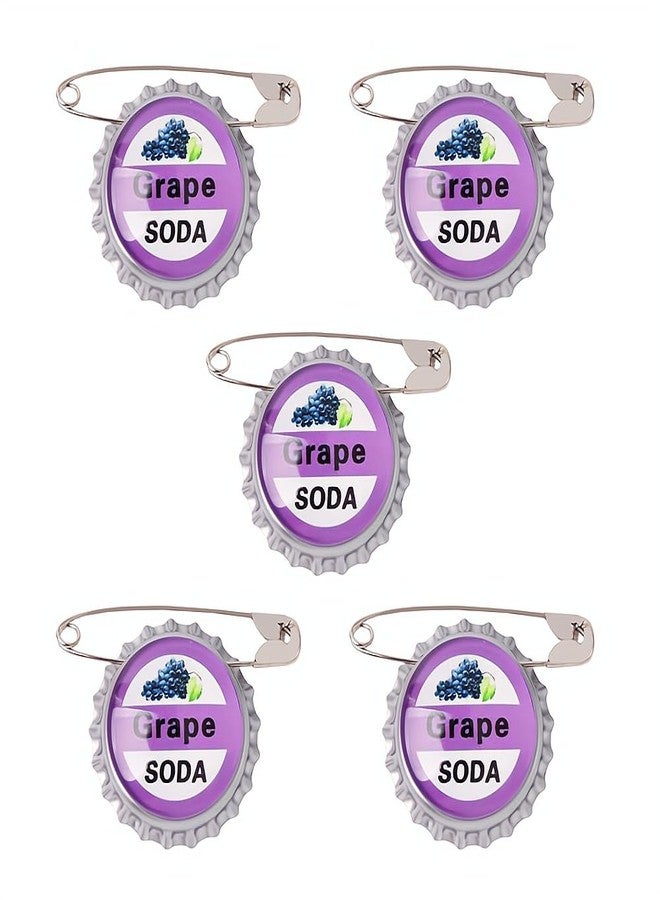 Ximimark 5pcs Grape Soda Bottle Cap Pins Brooches Shirt Lapel Pins Ellie Badge Grape Soda - Image 1