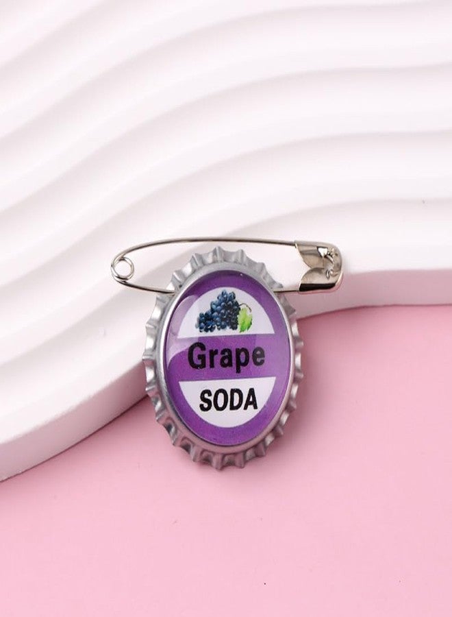 Ximimark 5pcs Grape Soda Bottle Cap Pins Brooches Shirt Lapel Pins Ellie Badge Grape Soda - Image 5