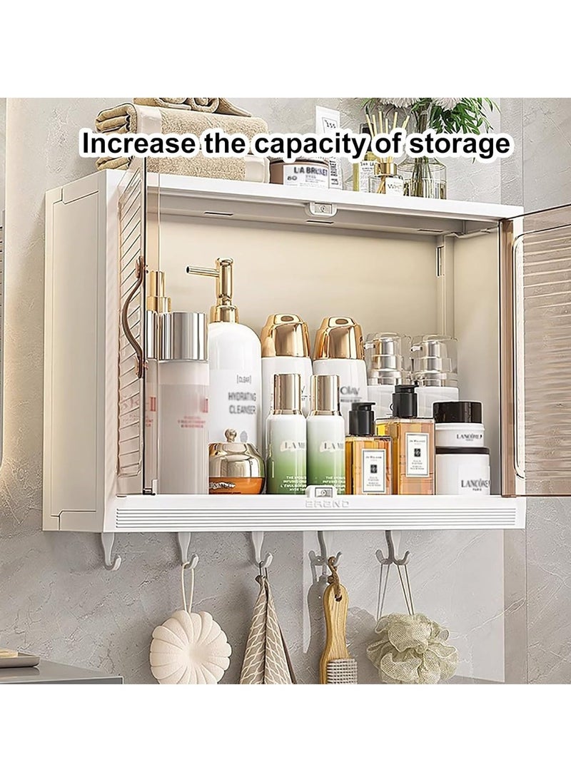 Hihonor Wall Mounted Large Capacity Makeup Organizer, Dustproof Cosmetic Organizer, Bathroom Organizers and Storage, Skincare Organizers for Vanity, Bedroom (White)  - Image 5