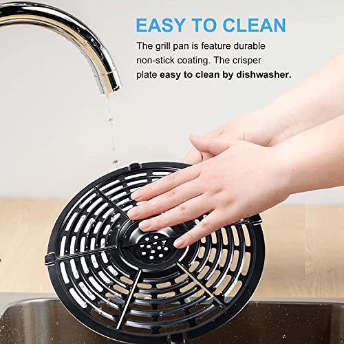 GWY Air Fryer Grill Pan for Power XL 5QT Air fryer, 8.7'' 5QT Round Non-Stick Replacement Tray Rack Parts Accessories Crisper Plate Grill Plate, Dishwasher Safe - Image 3