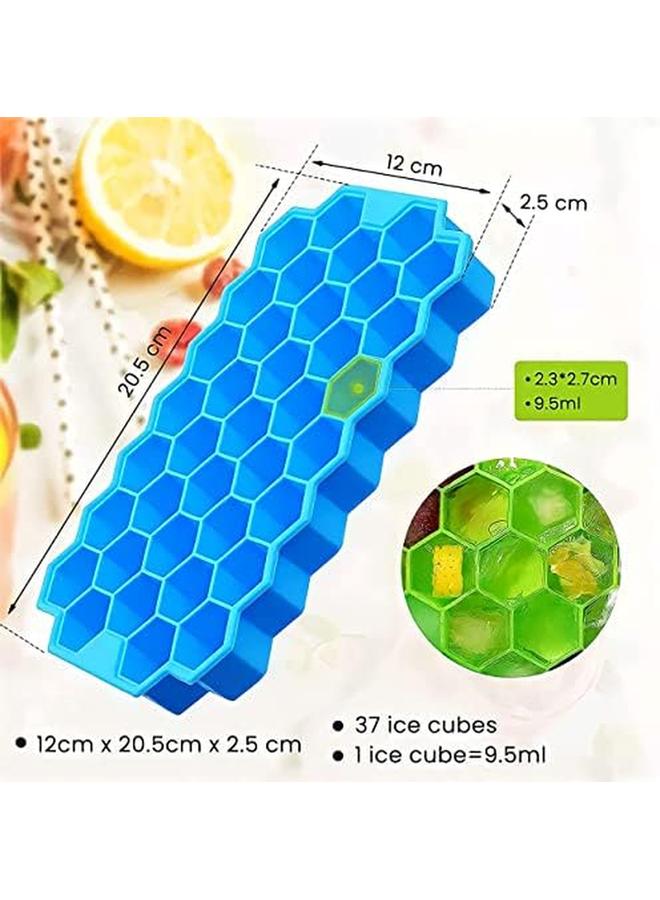 شواي صواني مكعبات الثلج السيليكون مع أغطية سيليكون قابلة للإزالة، 2 حزمة أدوات ثلج خالية من مادة BPA، قوالب سداسية، أدوات مطبخ من الدرجة الغذائية، صواني مرنة سهلة الإصدار - Image 2