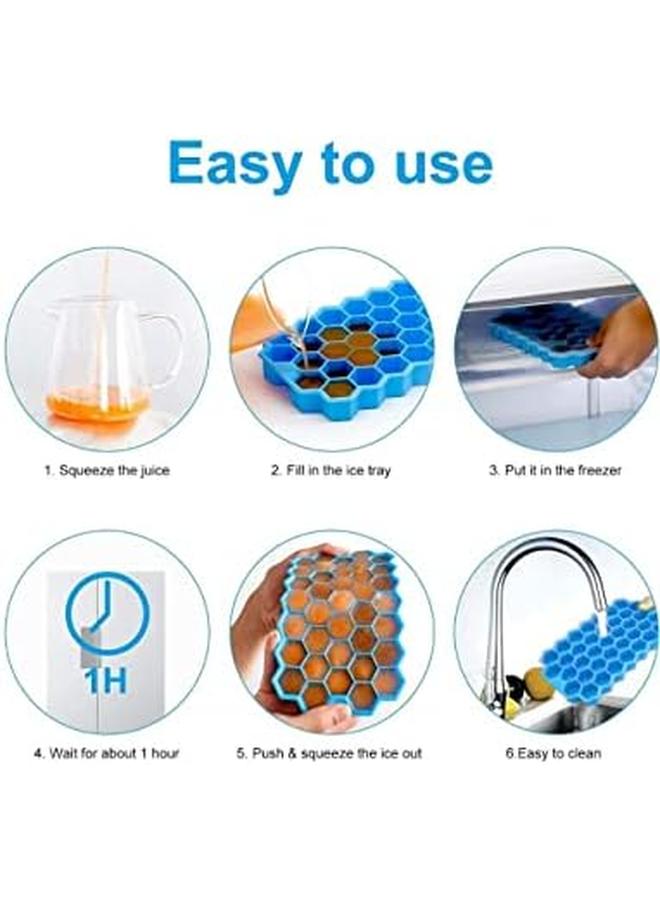 شواي صواني مكعبات الثلج السيليكون مع أغطية سيليكون قابلة للإزالة، 2 حزمة أدوات ثلج خالية من مادة BPA، قوالب سداسية، أدوات مطبخ من الدرجة الغذائية، صواني مرنة سهلة الإصدار - Image 4
