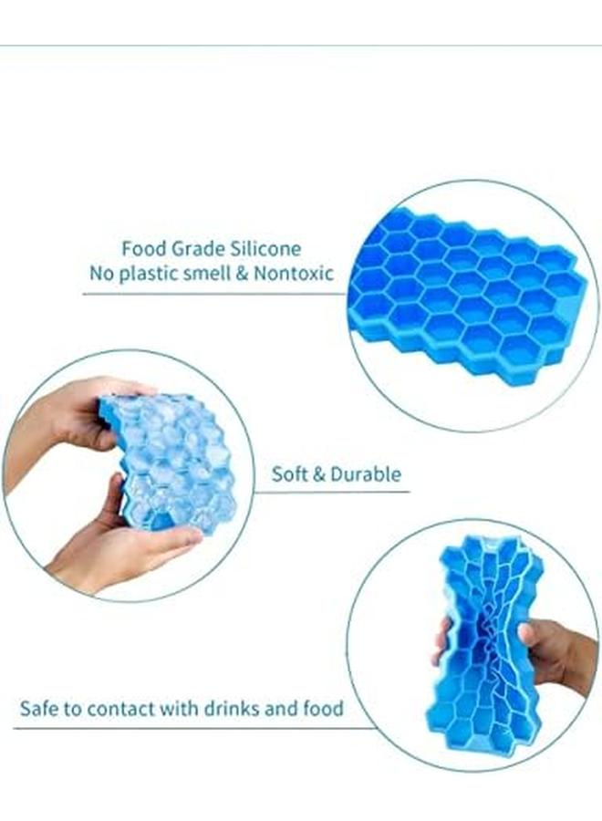 شواي صواني مكعبات الثلج السيليكون مع أغطية سيليكون قابلة للإزالة، 2 حزمة أدوات ثلج خالية من مادة BPA، قوالب سداسية، أدوات مطبخ من الدرجة الغذائية، صواني مرنة سهلة الإصدار - Image 3
