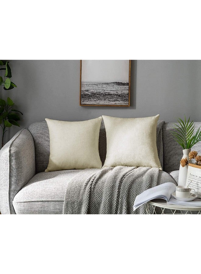 LINENWALAS Linenwalas Cushion Cover Set of 2 - Natural Linen - Cotton Slub Linen Home Decorative Pillowcase for Couch, Sofa, Chair, Bed & Home(2 PC Set, 24"x24") - Natural Linen - Image 1