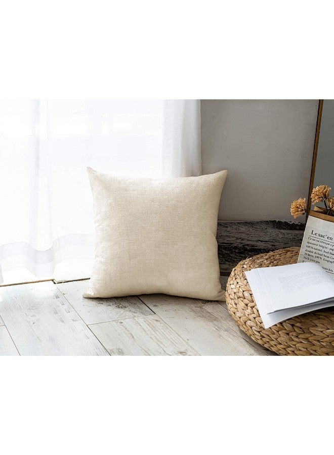 LINENWALAS Linenwalas Cushion Cover Set of 2 - Natural Linen - Cotton Slub Linen Home Decorative Pillowcase for Couch, Sofa, Chair, Bed & Home(2 PC Set, 24"x24") - Natural Linen - Image 2