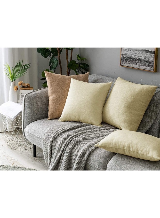 LINENWALAS Linenwalas Cushion Cover Set of 2 - Natural Linen - Cotton Slub Linen Home Decorative Pillowcase for Couch, Sofa, Chair, Bed & Home(2 PC Set, 24"x24") - Natural Linen - Image 4
