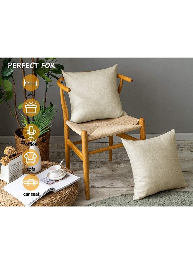 LINENWALAS Linenwalas Cushion Cover Set of 2 - Natural Linen - Cotton Slub Linen Home Decorative Pillowcase for Couch, Sofa, Chair, Bed & Home(2 PC Set, 24"x24") - Natural Linen - Image 3