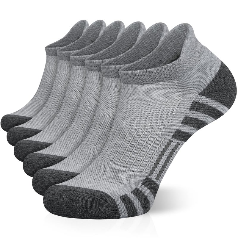 Airacker Ankle Athletic Running Socks Cushioned Breathable Low Cut Sports Tab Socks for Men and Women (6 Pairs) - Image 1