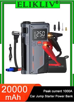 ELIKLIV Digital Display Tire Air Compressor Car Emergency Power Jump Starter 1000A Air Pump with LED Light 14.8V Tyre Air Compressor Dropshipping  - Image 1