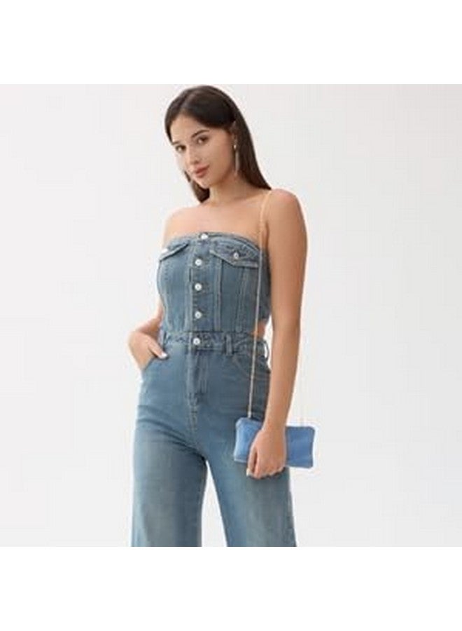 BELLAWOO Demin Clutch Purses For Women, Evening Bag, Women Evening Purses, Formal Party Clutches Wedding Purses Cocktail Prom (Blue) - Image 4