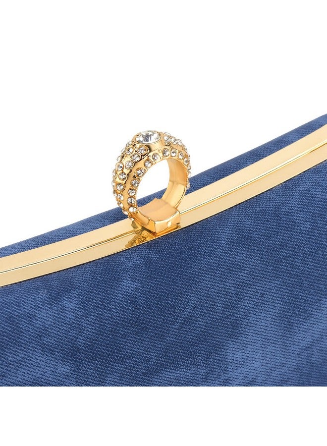 BELLAWOO Demin Clutch Purses For Women, Evening Bag, Women Evening Purses, Formal Party Clutches Wedding Purses Cocktail Prom (Blue) - Image 2