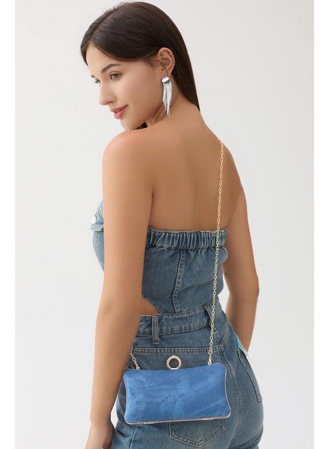 BELLAWOO Demin Clutch Purses For Women, Evening Bag, Women Evening Purses, Formal Party Clutches Wedding Purses Cocktail Prom (Blue) - Image 5