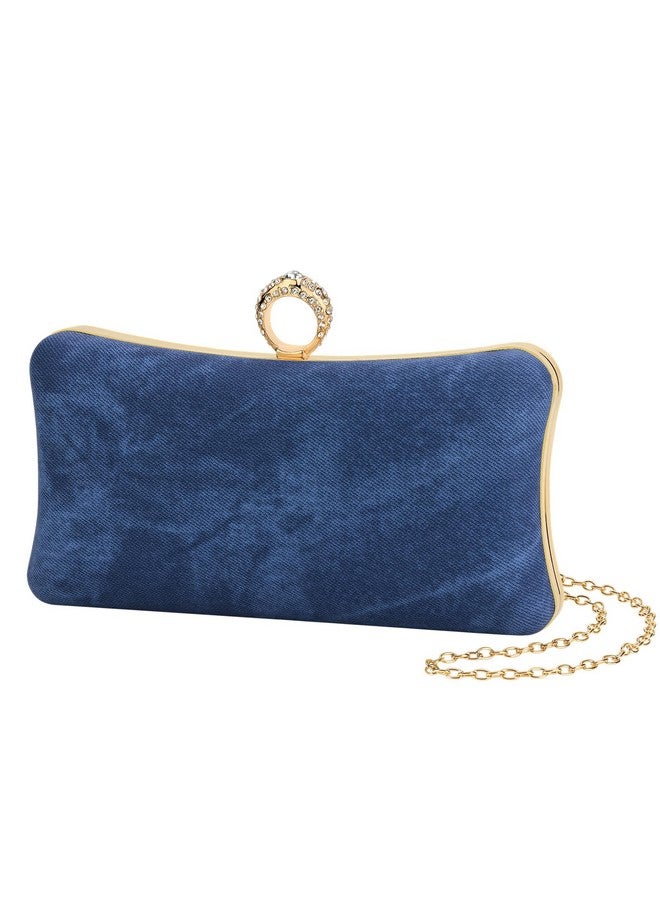 BELLAWOO Demin Clutch Purses For Women, Evening Bag, Women Evening Purses, Formal Party Clutches Wedding Purses Cocktail Prom (Blue) - Image 1