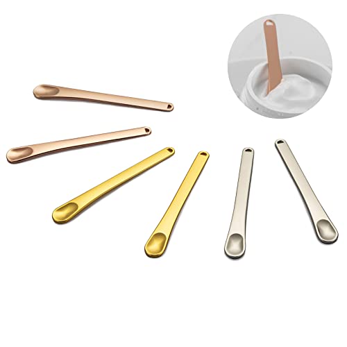 Tekson Metal Cosmetic Skincare Spatula Mini Mask facial Reusable Scoop Makeup Beauty Spoons for Cream Lotions Moisturizers Rose Gold Gold Silver long size - Image 1