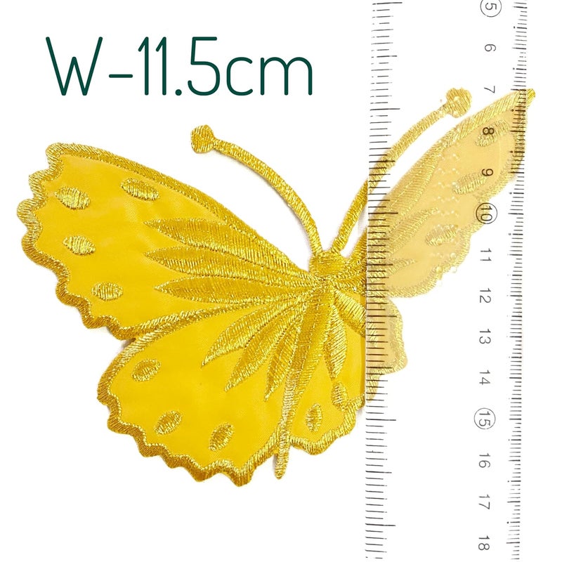 Embroidered Butterfly Flower Sew on Iron on Patches for Clothes Embroidery Patch Suits Blouse Dupatta Saree Jeans etc Gold - Image 4
