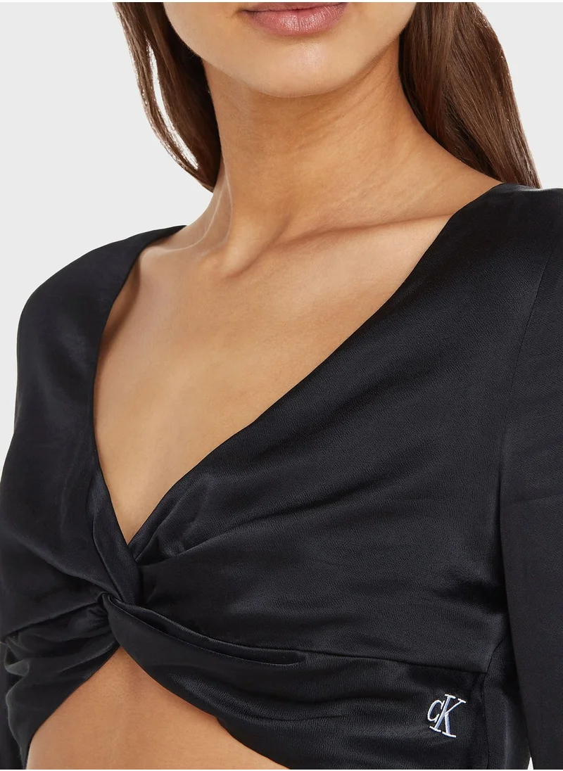 Calvin Klein Jeans Front Knot Crop Top