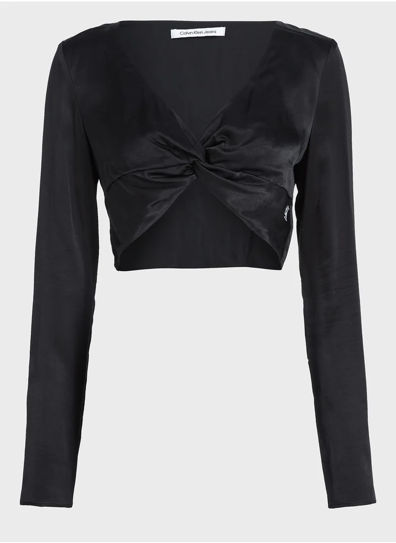 Calvin Klein Jeans Front Knot Crop Top