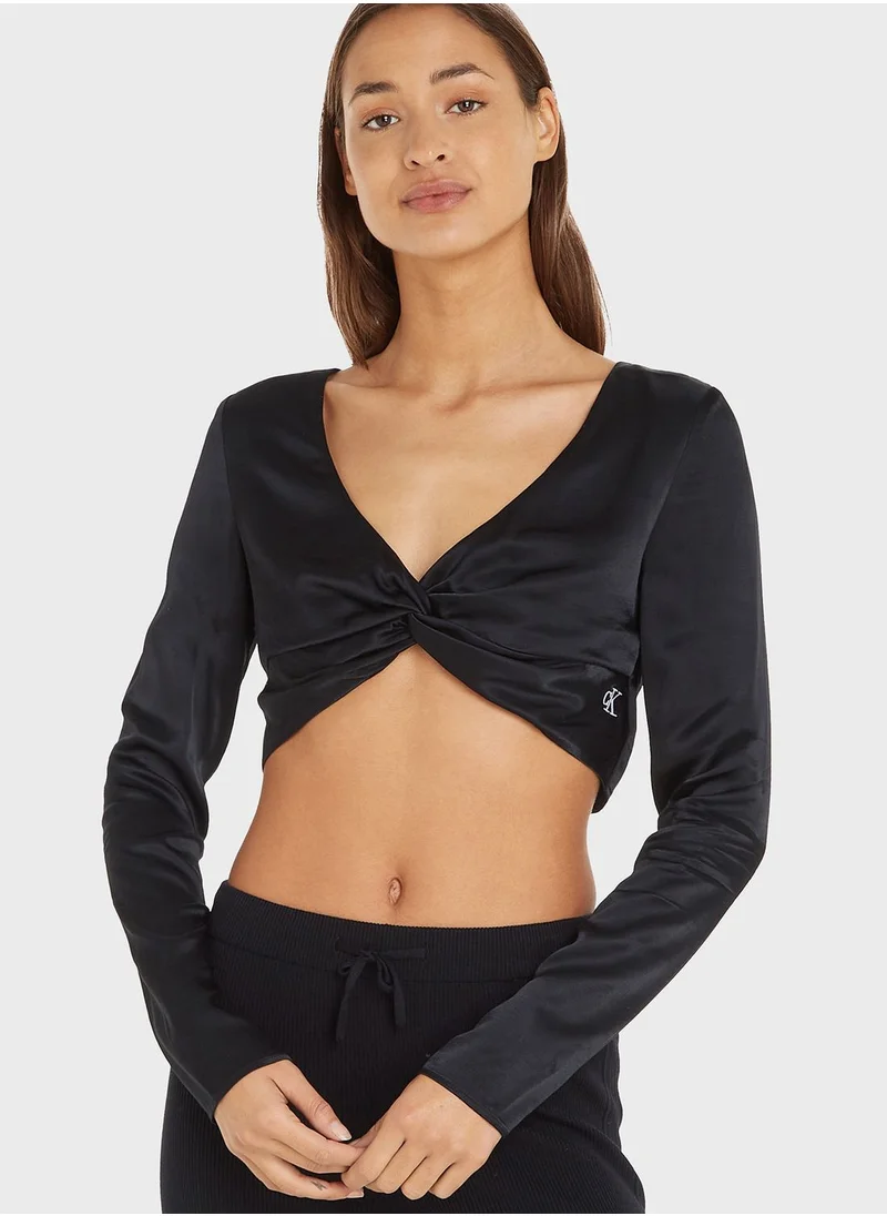 Calvin Klein Jeans Front Knot Crop Top
