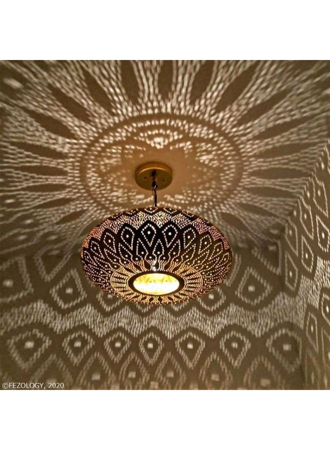 Elegant Moroccan Brass Pendant Light – Handmade Ceiling Chandelier with Adjustable Chain - Image 3