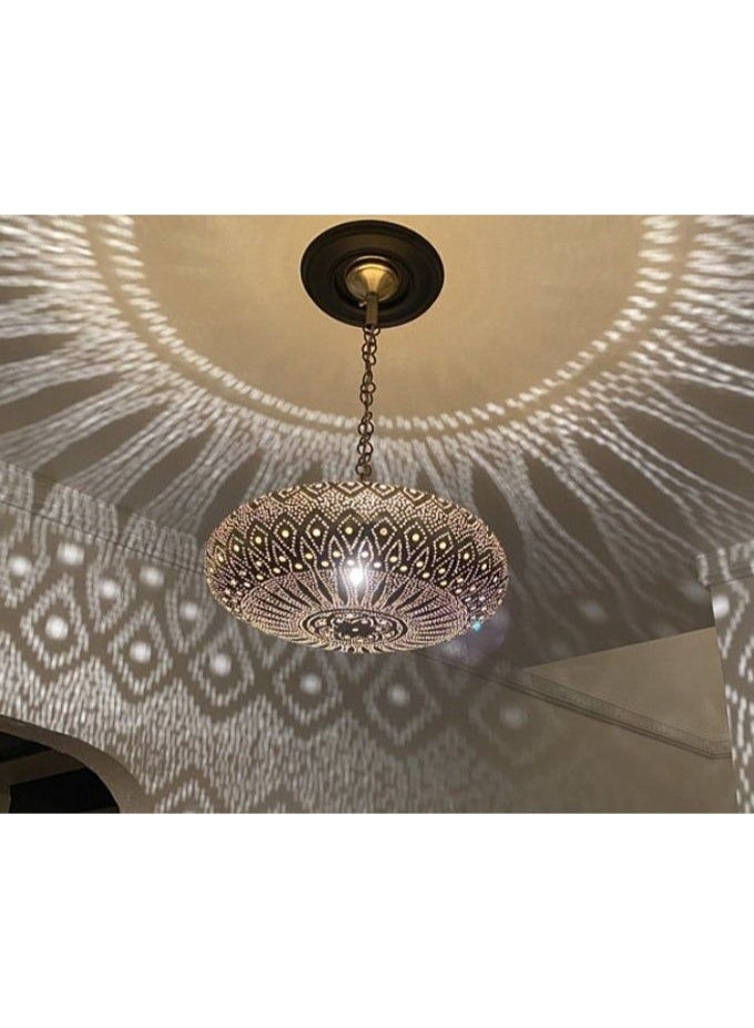 Elegant Moroccan Brass Pendant Light – Handmade Ceiling Chandelier with Adjustable Chain - Image 2