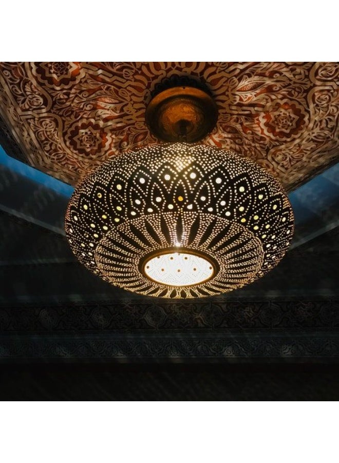 Elegant Moroccan Brass Pendant Light – Handmade Ceiling Chandelier with Adjustable Chain - Image 4