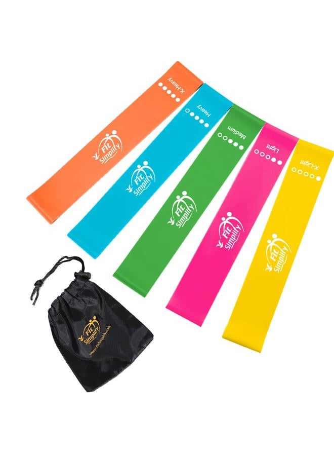Fit Simplify 10 Inch Resistance Loop Exercise Bands, Set of 5, Assorted Colors - Image 1