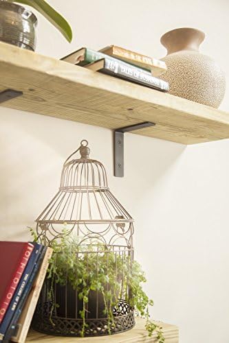 AVOCADO GOODS Heavy Duty Metal Wall Brackets: 6 x 6-inch Rustic Steel L Bracket for Hanging DIY Iron Shelving - Hang a Bookshelf or Industrial Shelves - 1.5-inch Wide x 5mm Thick Shelf Supports - Includes Screws - Image 4