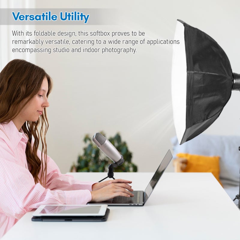 Octagon Softbox 8-Pole Foldable Design - Universal Bowen Mount Light Diffuser for Studio Indoor Portrait Fashion Photography - Image 2
