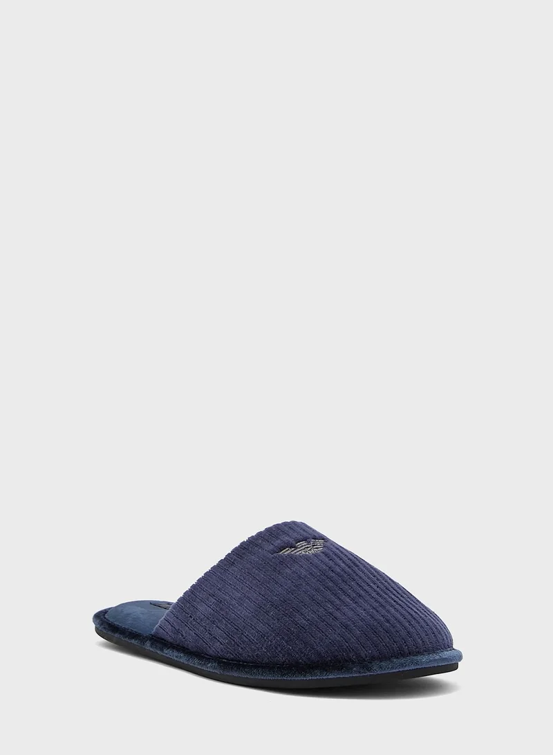 EMPORIO ARMANI Ribbed Chenille Slippers