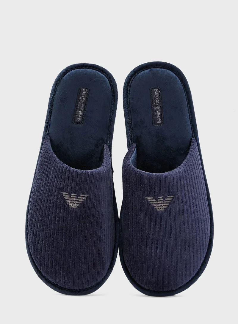 EMPORIO ARMANI Ribbed Chenille Slippers