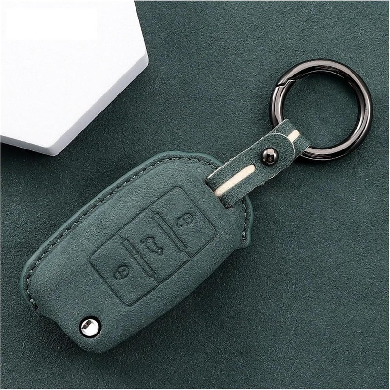 Leather Car Key Fob Cover for fit for Models - Polo, Leon, Altea, Octavia, Kodiaq(Green Set 2) - Image 2