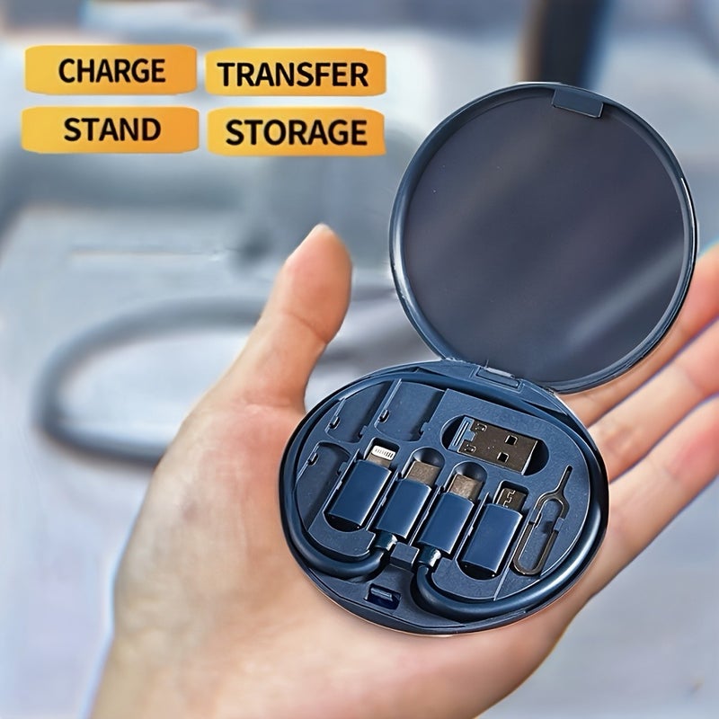 9-in-1 Multi-Function PD Fast Charging Cable Kit with USB-C Charger + Data Cable Storage Box, Fully Compatible with Android/iPhone/iPad, OTG Adapter, Foldable Cable, and Ejector Pin - Durable Charger Set, Mini & Portable, Essential Travel Accessory to Lighten Your Load - Image 1