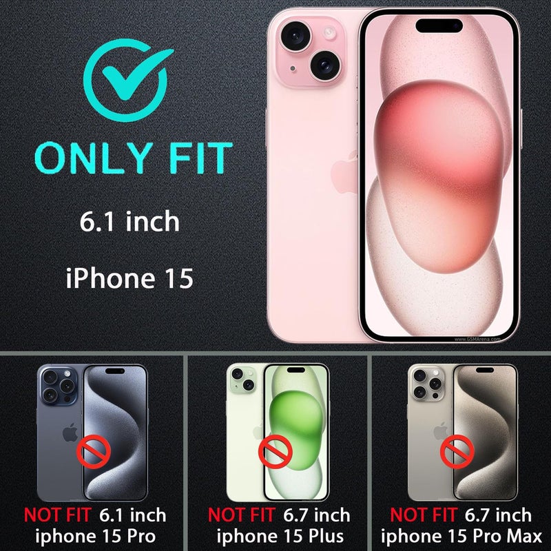 YKHJKLEC for iPhone 15 Case, Military Grade 3 in 1 Heavy Duty Shockproof/Drop Proof/Dust Proof Case with 2Pcs Tempered Glass Screen Protector (Black/Grey) - Image 2
