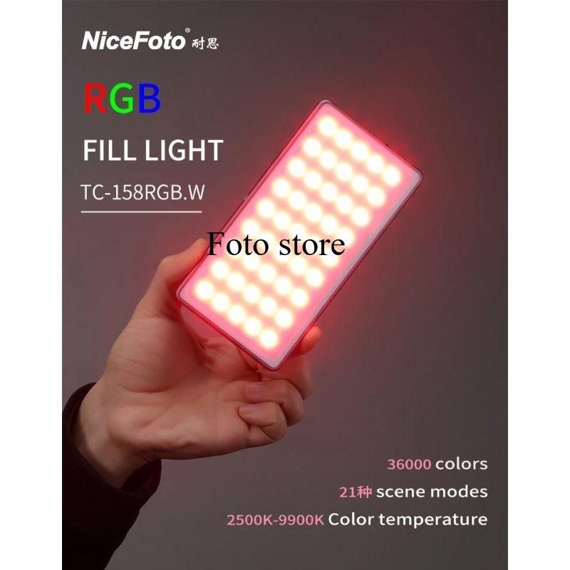 NiceFoto T158rgbw Small RGB LED Light 2500k-9900k Bi-Color Cri95 Tlci95 Fill Light Panel for Live Streaming and Video Conferencing - Image 1
