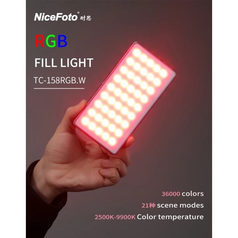 NiceFoto T158rgbw Small RGB LED Light 2500k-9900k Bi-Color Cri95 Tlci95 Fill Light Panel for Live Streaming and Video Conferencing - Image 5